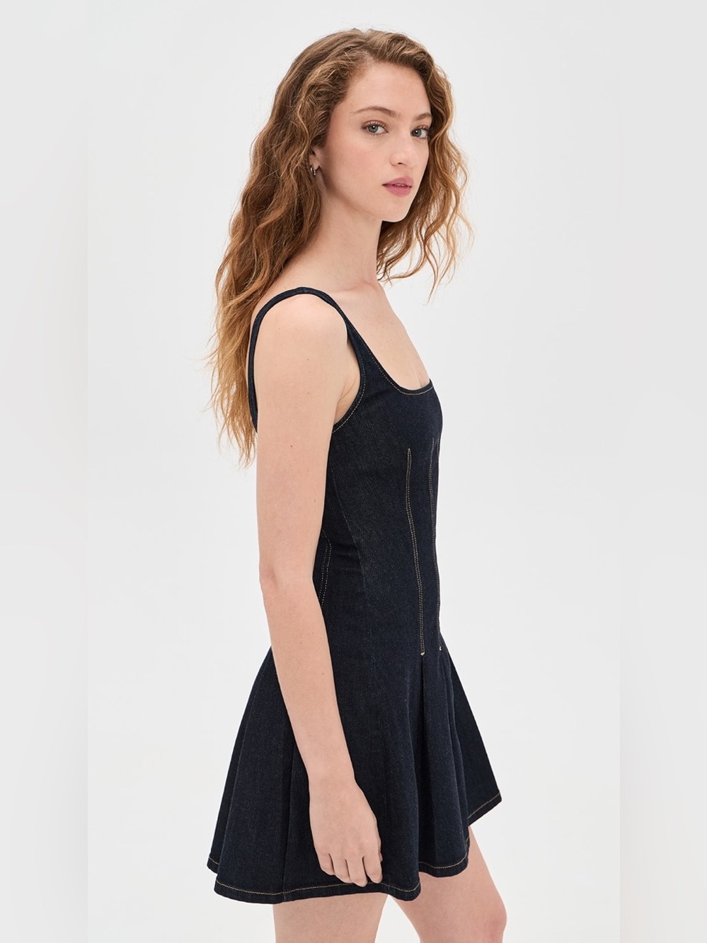 Alice + Olivia Square-Neck HOLLIS DENIM MINI DRESS - Picture 8 of 12